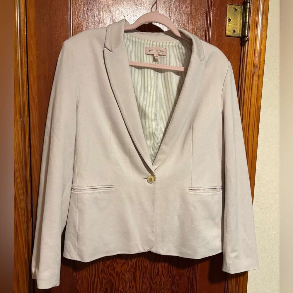 PHILOSOPHY Women’s Light Cream Blazer Size Large
